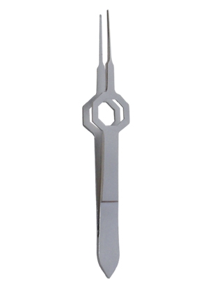 Foerster Eye Forceps, Octagonal Grip, 0.5 Mm Width, 3 3/4" (9.5 Cm), Dressing Forceps, Full Curve, Serrated Tips